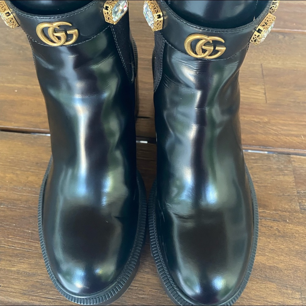 Gucci Leather Ankle Boot With Belt 39.5 - Picture 10 of 13